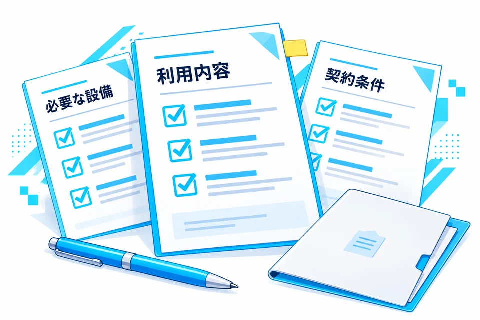 利用内容、必要な設備、契約条件を確認する3つの書類